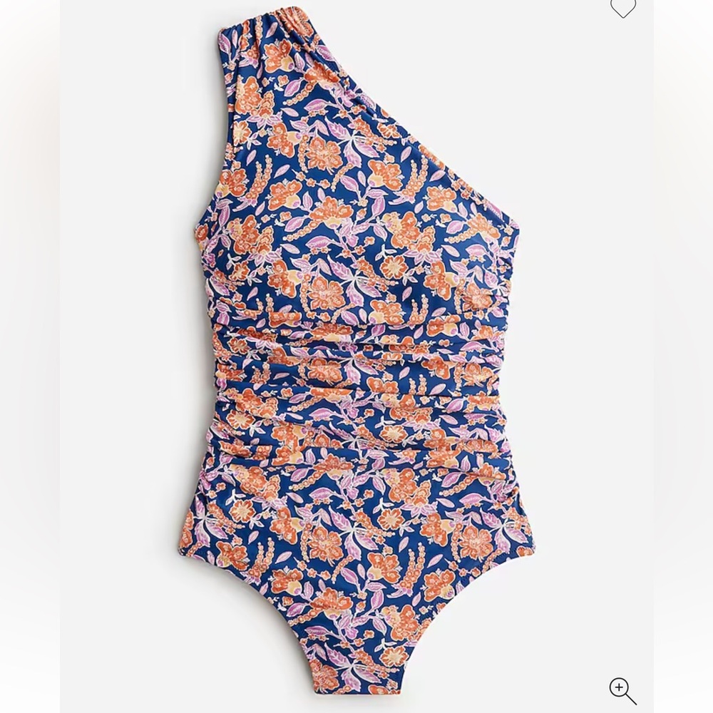 J. Crew Blue and Orange One-Shoulder One Piece Swimsuit